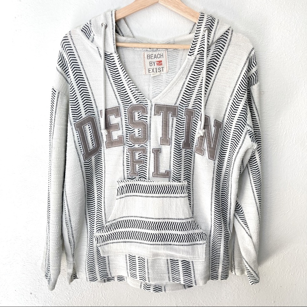 Beach By Exist Destin FL Hoodie White with Black Chevron Size Small